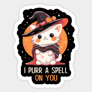 Funny Cat Pun Witch Spell Graphic Men Kids Women Halloween Sticker